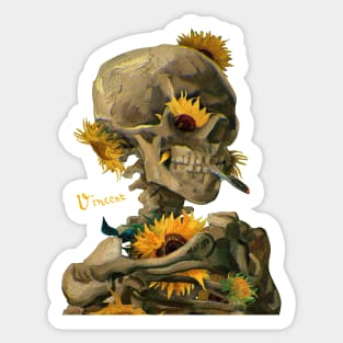 Van Gogh Skull, Sunflowers, Art, Aesthetic art, Surreal art, Sticker